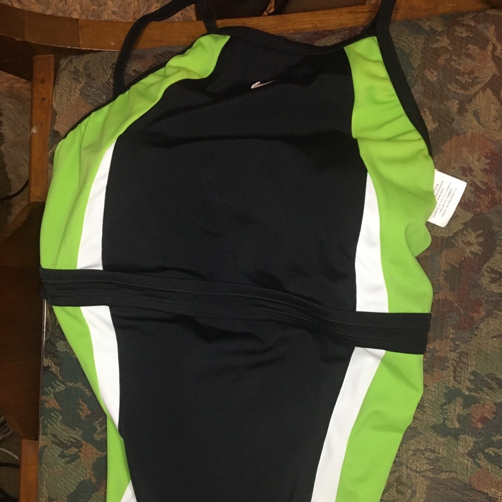 Green/black Nike bathing suit